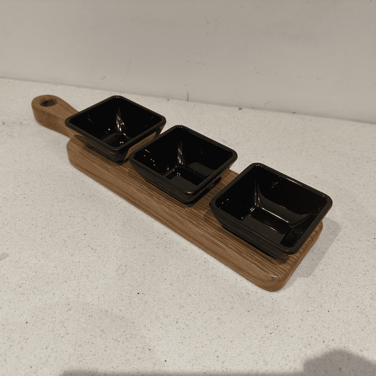 Solid Oak Ramekin Dip Pot Board
