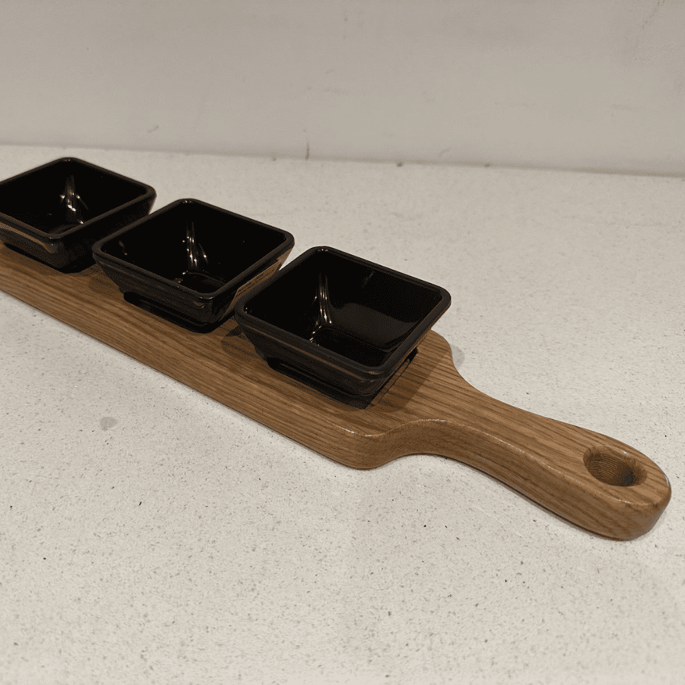 Solid Oak Ramekin Dip Pot Board
