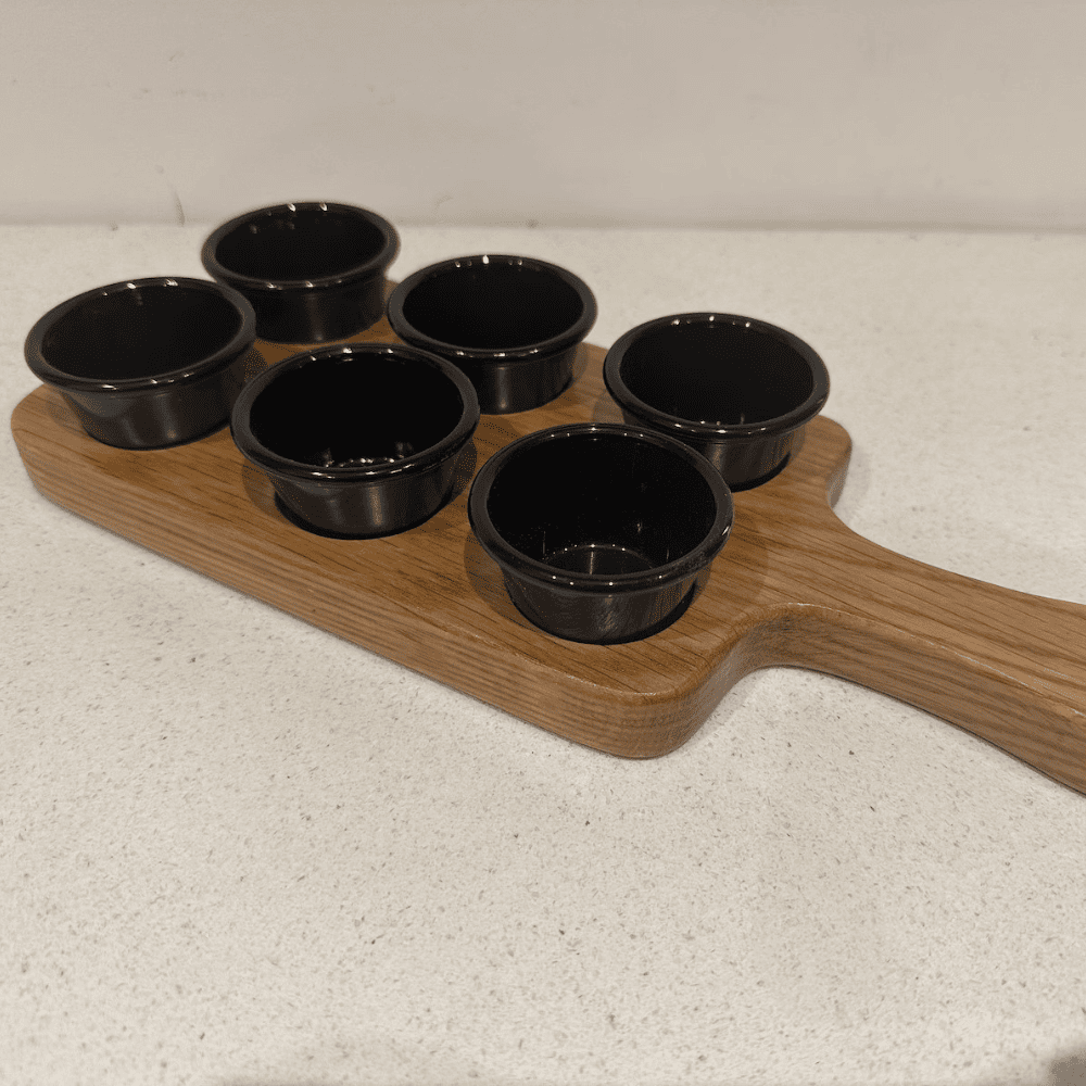 Solid Oak Ramekin Dip Pot Board