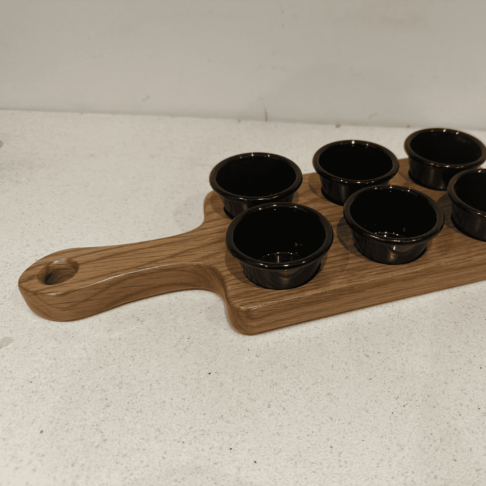 Solid Oak Ramekin Dip Pot Board